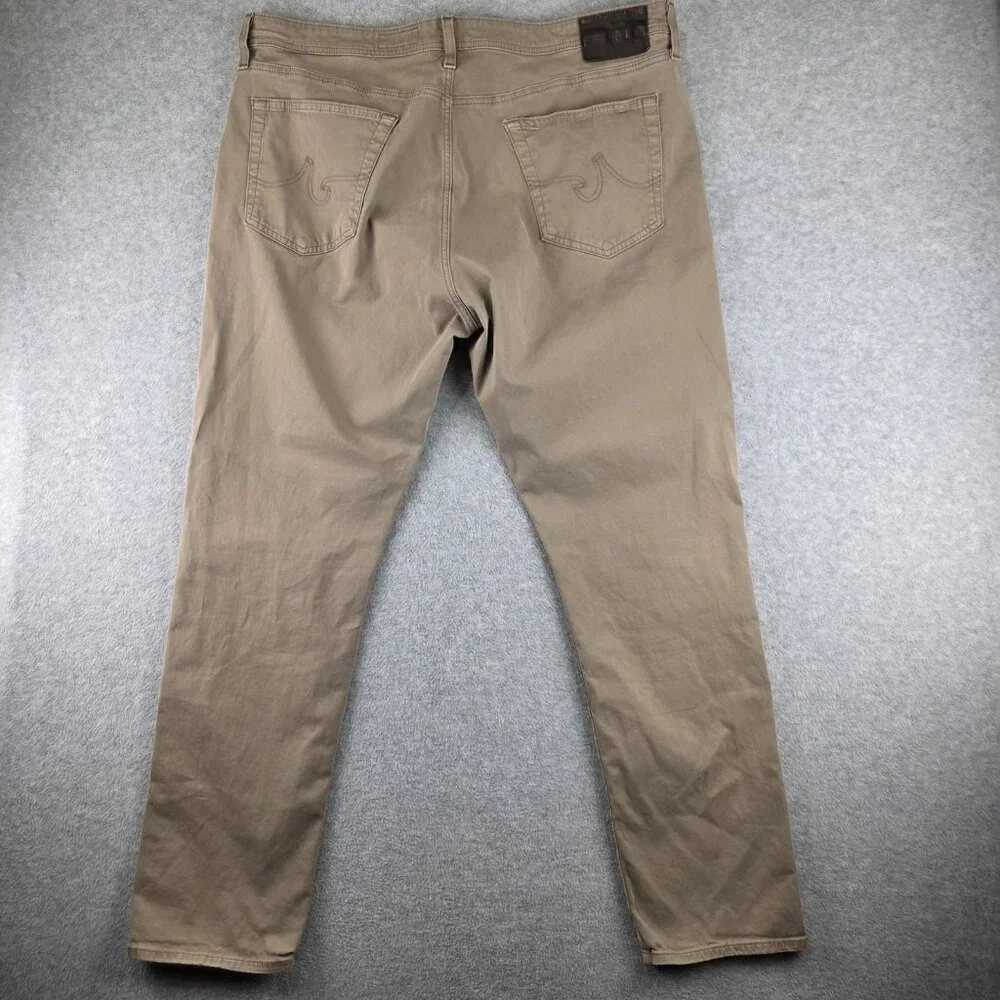 AG Adriano Goldschmied Everett Jeans Mens 40x32 Beige Slim Straight Light Wash